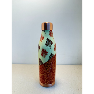 Luxury Designer Pure Copper Water Bottle with Designer Floral Print Leak-Proof Ayurvedic Vessel for Immunity Boost Eco-Friendly - Product Image 1