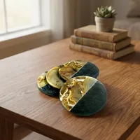 Ensemble de sous-verres artisanaux en pierre noire et agate naturelle, sous-verres décoratifs ronds pour table, maison, hôtel, restaurant, bar