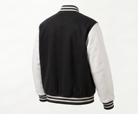 Veste universitaire homme noire et blanche avec boutons sur le devant, style streetwear, coupe-vent d'hiver, chauffante, 100 % laine