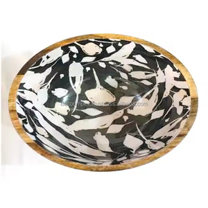 ชามสลัดไม้พร้อมพิมพ์ลายดอกไม้สำหรับร้านอาหารและบ้านชามเสิร์ฟอาหารเครื่องครัว - Product Image 1