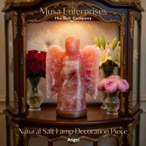 Lámpara de Sal Rosa del Himalaya Natural en Forma de Ángel, Hecha a Mano, Portátil, Purificadora de Aire, Luz Nocturna, Energía Curativa, Decoración Relajante para el Hogar - Product Image 2