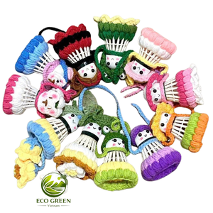 Woven Milk Cotton Crochet Shuttlecock Keychain Handmade Badminton <b>Keyring</b> <b>Cute</b> Flower Charm Gift Accessory Supplier Vietnam - Product Image 1