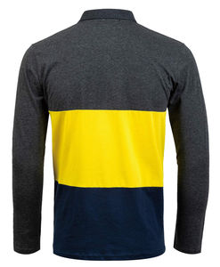 เสื้อโปโลชายลายทางสีตัดต่อสั่งทำขายส่ง พิมพ์ลายสกรีน ผ้าฝ้าย แขนยาว ติดกระดุม เสื้อโปโลสำหรับตีกอล์ฟ - Product Image 3
