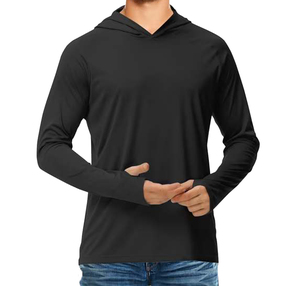 Sudadera con Capucha Negra al por Mayor para Hombre, Casual, Manga Larga, Forro Polar, 300g, Tejido de Poliéster y Algodón, Transpirable, Teñido Liso, Ropa de Otoño - Product Image 1