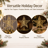 Décor de Noël pour la maison : Étoile lumineuse à LED à piles avec base à ressort pour le sommet de l'arbre