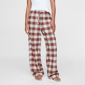 Pantalon de pyjama pour femme avec poches, confortable, décontracté, coupe droite, pantalon de yoga, doux, extensible, respirant, bas de pyjama à carreaux rouges et blancs - Product Image 5