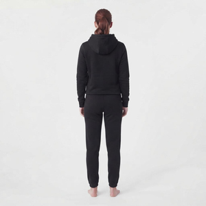 Conjunto Deportivo de Dos Piezas para Mujer, Color Negro Medianoche, de Algodón, con Cierre de Media Cremallera y Bolsillos Tipo Canguro, Venta al Por Mayor, Alta Calidad - Product Image 2