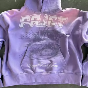 Sweat à capuche vintage surdimensionné pour homme en coton 100% de haute qualité, délavé à l'acide, effet usé et décoloré par le soleil - Product Image 2