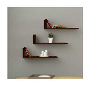 Multi Pack Walnut Wood Picture Ledge Floating Shelf Set <b>Narrow</b> Wall Mounted Bookshelf Vinyl Record Magazine Display Rack - Product Image 4