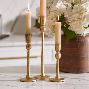 Support de bougie décoratif en laiton antique, prix usine indien, grand modèle pour table, vente en gros B2B, fournisseur en vrac - Product Image 6