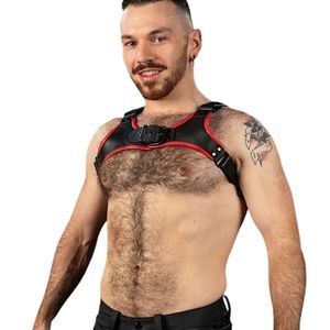Harnais de poitrine en similicuir rouge pour homme Centurion 2.0, bretelles réglables, grande taille, respirant, dentelle, tenue de club, harnais de corps - Product Image 4