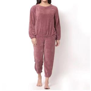 Women's <b>Fluffy</b> Coral Velour Solid Thermal <b>Pyjama</b> Pullover Loose 10-Piece Warm Loungewear Pants Sleepwear <b>Set</b> Summer Autumn - Product Image 1
