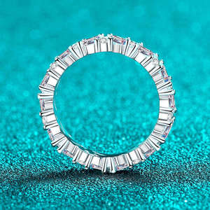 Anillos Rectangulares Biselados de Moissanita de 3mm en Plata de Ley S925, Chapados en Oro Rosa, con Engaste de Puntas, Joyería Elegante Unisex - Product Image 5