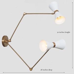 Applique murale moderne en laiton CH avec abat-jour géométrique blanc, luminaire de plafond intérieur pour salon et décoration intérieure - Product Image 2
