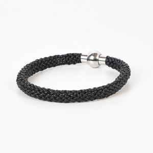 Leather <b>Bracelet</b> Men's Leather <b>Bracelet</b> Women's Black Round Leather Stainless Steel <b>Magnetic</b> Clasp Unisex - Product Image 5