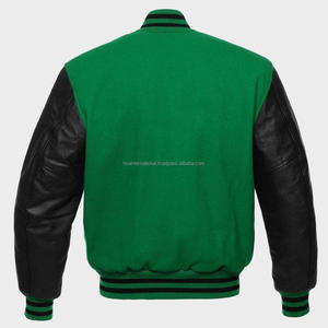 Chaquetas de béisbol Letterman de cuero genuino de lana de alta calidad, chaqueta universitaria personalizada con mangas de tela, paquete individual de invierno - Product Image 2