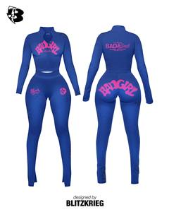 ชุดเซ็ตเสื้อครอปซิปสีน้ำตาลและเลกกิ้ง |   ชุดเซ็กซี่เข้ารูปสไตล์สตรีทแวร์ |   ลอสแอนเจลิส แบรนด์ Born to Love ชุดเสื้อผ้า OEM ผลิตภายใต้แบรนด์ส่วนตัว - Product Image 2