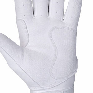 Gants de frappeur de baseball en cuir blanc intégral, respirants, doigts perforés, paume texturée pour une meilleure adhérence, sangle de poignet réglable, Velcro, XXL/XL - Product Image 6