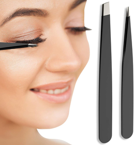 Eyebrow Tweezer Flat Tip Eyelash Extension Tweezers Stainless Steel Brow Hair Remove Trimming Clips <b>Makeup</b> <b>Tools</b> - Product Image 2