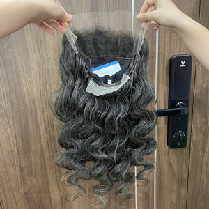 Best Selling wig human hair middle lace closure wig <b>body</b> <b>wave</b> natural hair for women soft style raw hair vendor grey color - Product Image 1