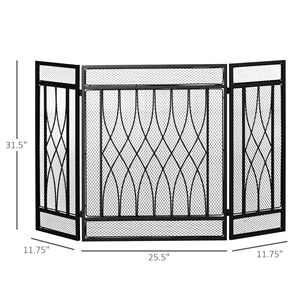 Paraschizzi Moderno Pieghevole a 3 Pannelli per Caminetto 125,7 cm x 79,9 cm, in Rete di Ferro Nero, Protezione da Scintille per Caminetto a Legna, Decorazione per Interni Domestici - Product Image 3