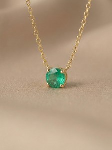 <b>Emerald</b> <b>Pendant</b> May Birthstone Natural Gemstone Children's Women's 925 Sterling Silver 14K Gold Plated IGI Certified Jewelry - Product Image 2