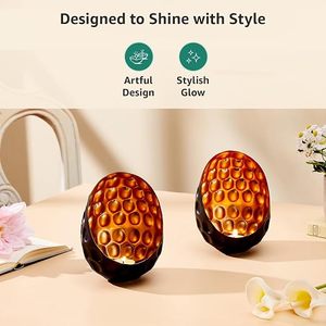 Porte-bougie décoratif en laiton motif nid d'abeille résistant à la chaleur pour la maison - Product Image 4