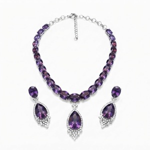Luxury Silver Plated Zircon <b>Jewelry</b> <b>Set</b> Classic Teardrop Pendant Necklace & Drop Earrings <b>Bridal</b> Wedding <b>Set</b> Women - Product Image 3