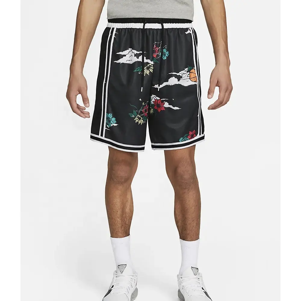 2023 New Trends Hot sale Custom Logo Mesh Print Flower Men Magic Polyester Basketball Shorts