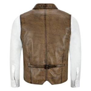 Trendy 2026 Vintage Waxed Soft Napa Leather Men's Vest Formal Business Waistcoat OEM ODM Factory Direct Wholesale Supplier - Product Image 2