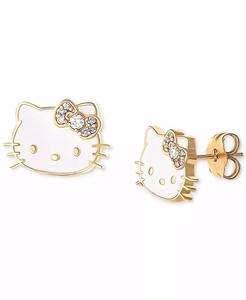 Hello Kitty orecchini con diamanti e smalto (1/20 ct. T. w.) in oro 10k | Macacy's - Product Image 3