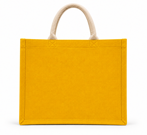 Sac de shopping en jute Amani, moyen, jaune, imprimé lettres, avec poignées en corde, idéal pour la plage, les mariages, les courses et l'usage quotidien - Product Image 3