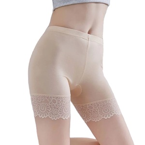 Shorts de sécurité en modal taille haute pour femmes, respirants, en dentelle, extensibles, culottes légères, prévention des fuites - Product Image 5
