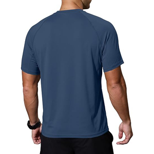 T-shirt à manches courtes coupe ajustée col rond couleur unie séchage rapide en polyester pour le sport et le quotidien, haut tricoté en jersey - Product Image 2