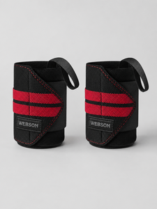 Support de poignet Webson réglable avec fermeture auto-agrippante, noir et rouge, pour musculation, entraînement de force, antidérapant, unisexe, respirant, OEM 2026 - Product Image 1