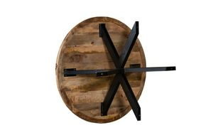 Mesa de Comedor Redonda de Madera Maciza para 6 Personas con Patas Cruzadas de Metal Negro, Mesa de Centro para Sala de Estar Estilo Rústico, Decoración del Hogar - Product Image 3