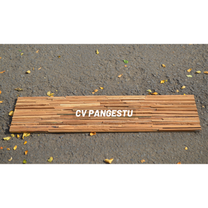 PANGESTU Panneaux muraux insonorisés en teck recyclé à motif géométrique 3D moderne pour villas et espaces de divertissement intérieurs - Product Image 3