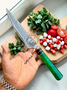 Couteaux de cuisine de chef japonais de luxe faits à la main en cuivre Damas, lame de 8 pouces, ambidextres, multi-usages, en résine, vente en gros - Product Image 2