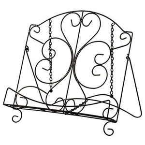 Étagère murale en métal noir avec design orné pour le salon, support à livres en fer - Product Image 4