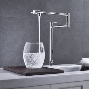Rubinetto da cucina in ottone lucido con doppia maniglia e prolunga - Product Image 2