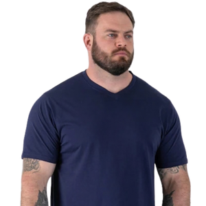 Camiseta clásica para hombre con cuello en V, manga corta, tejido jersey suave y transpirable, dobladillo recto, informal para el día a día, lisa, Private LA - Product Image 4