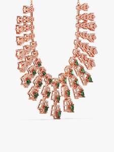 Collier Alexandra en or rose, fabriqué en argent pur 925, ensembles de mariage et de fiançailles, incrustations de cristaux de luxe, cadeaux de mariée pour femmes - Product Image 5