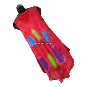 Multicolored Bohemian <b>Ruffle</b> Shoulder Party <b>Dress</b> Rayon Women Long <b>Dress</b> Tie Dye Long Maxi Hand Made <b>Dress</b> With Sleeveless - Product Image 5