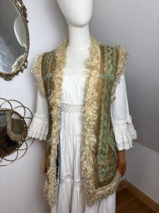 Chaleco tradicional afgano azul real para hombre con trabajo de espejos plateados y flecos de monedas auténticas, chaleco étnico tribal Kuchi. - Product Image 3