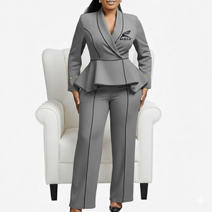 ชุดสูทลำลองผู้หญิงทรงสลิม ดีไซน์ล่าสุด กระดุมสองแถว ผ้าทอผสมคอตตอนและโพลีเอสเตอร์ สำหรับงานทางการและธุรกิจ - Product Image 4