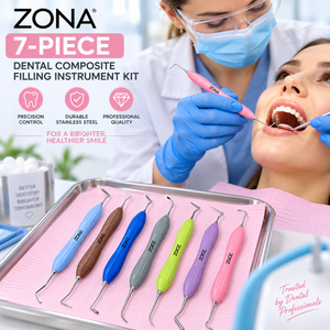 Kit d'instruments de restauration dentaire en gros, 7 pièces, avec poignée ergonomique en silicone, pour pose de composite, OEM - Product Image 5