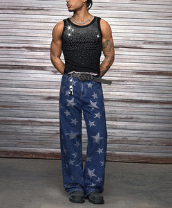 Premium Quality Custom Rhinestones Knitted Casual Tank <b>Tops</b> Custom <b>Sleeveless</b> for Men - Product Image 3