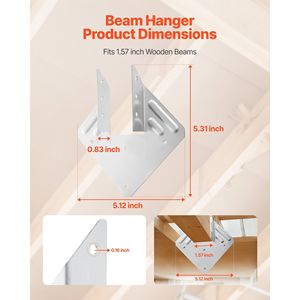 Fascette Antiuragano per Travi, Misura Interna 5.31x1.57x2.48 / 135x40x63 mm, Strutture in Acciaio, Cinghie Antiuragano - Product Image 2