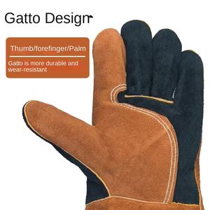 Gants de soudage en cuir de vachette longs de 40 cm, protection contre les éclaboussures de métal fondu, type B, avec doublure en polaire, MIG/TIG/Stick - Product Image 5