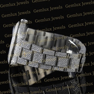 Montre pour hommes Design tendance Full Iced Out D VVS Moissanite Diamond Roman Dial Date automatique Entièrement White Diamond Watch - Product Image 5